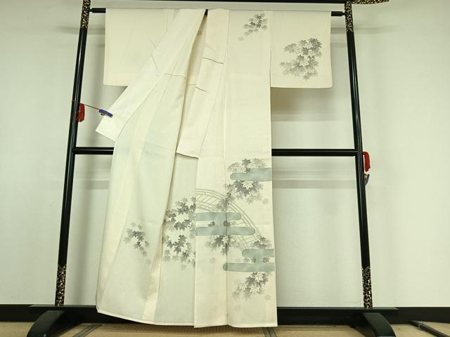 平和屋着物▽訪問着 単衣 紅葉 金彩 正絹 逸品 AABE9344jh