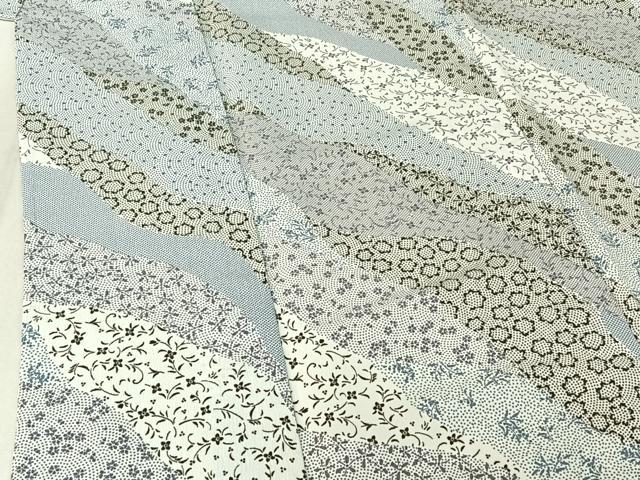 平和屋着物▽小紋 単衣 草花文 洗える着物 AABE9355jh