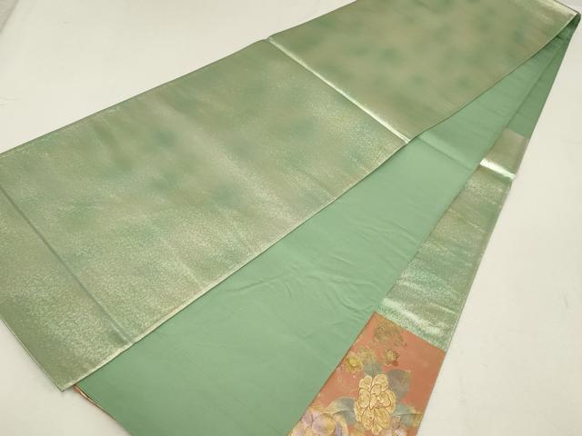 平和屋着物▼太鼓柄袋帯 螺鈿 草花文 金彩 正絹 逸品 AABE9888wj