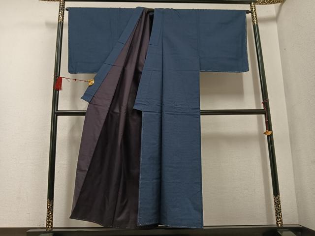 平和屋着物●男性 紬 アンサンブル 長襦袢(袷)セット 亀甲柄 正絹 逸品 未使用 AABF0006ph