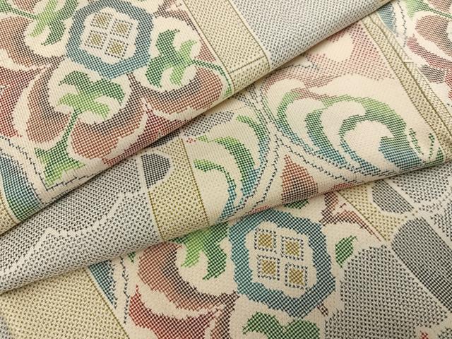 平和屋着物●本場大島紬 白大島 一元7マルキ 草花文 正絹 逸品 AABF0016ph