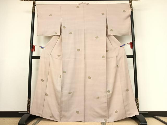 平和屋着物▽上質な小紋 単衣 雲取り花文 暈し染め 金彩 正絹 逸品 AABF0087jh