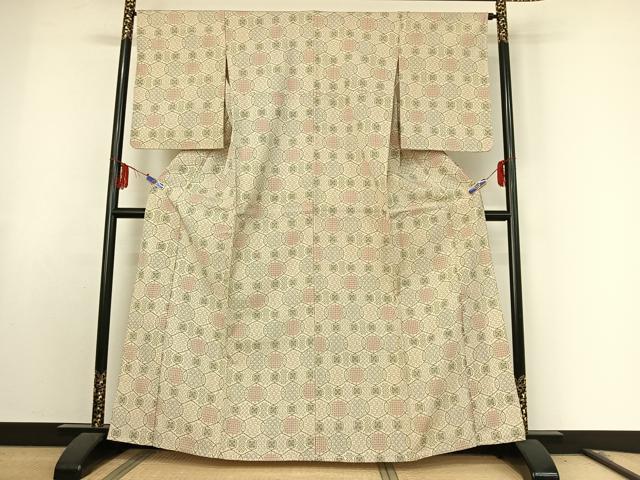平和屋着物▽本塩沢 単衣 立涌文様 正絹 逸品 AABK4513ck