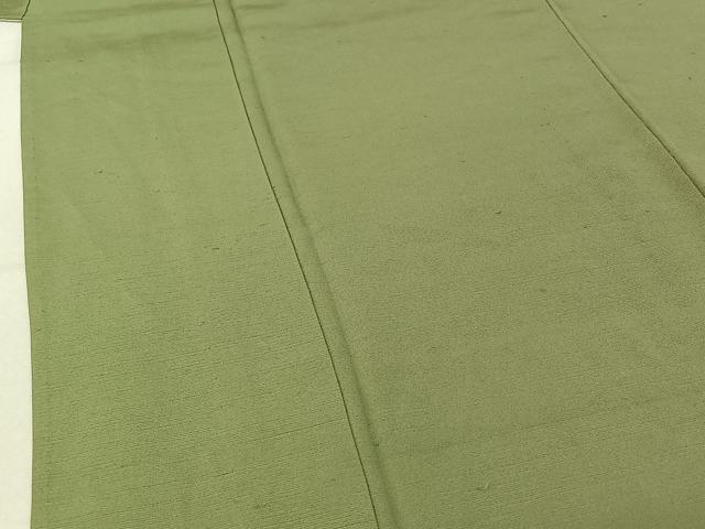 平和屋着物▽上質な紬 単衣 柳染色 正絹 逸品 AABF0095jh