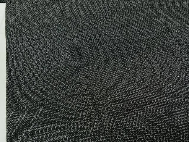 平和屋着物▽男性 紬 単衣 幾何学文様 反端付き 正絹 逸品 AABF0103jh