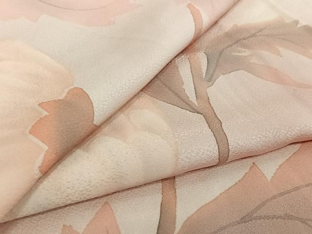 平和屋着物▽上質な小紋　単衣　型染め　草花文　正絹　逸品　AABD6068jh 平和屋着物□極上 森英恵・HANAE MORI 小紋 単衣 菱横段文 やまと誂製
