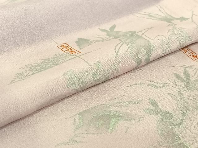 平和屋着物▽上質な小紋 単衣 鳥獣戯画 暈し染め 銀彩 正絹 逸品 AABF0117jh
