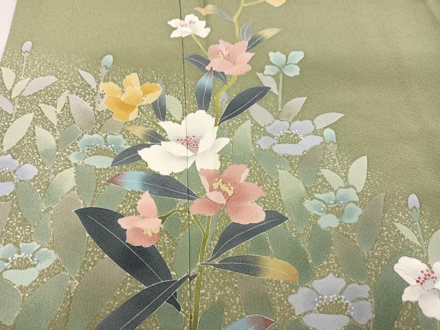 平和屋着物■訪問着 作家物 峰山 草花文 正絹 逸品 AABF0199ph