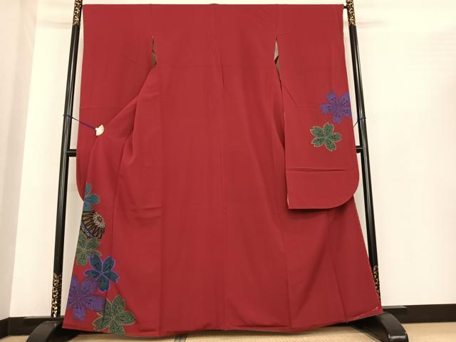 平和屋着物●豪華振袖 舞花文 毬 真紅色地 西武百貨店扱い 正絹 逸品 AABF0201fy