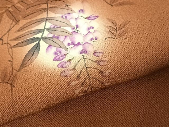 平和屋着物●二代目清次郎 手描き 色無地 赤茶色 正絹 逸品 AABF0205fy