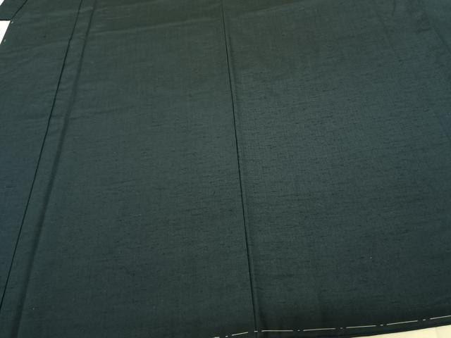 平和屋着物●男性 紬 色無地 青藍色 キングサイズ 正絹 逸品 AABF0216fy