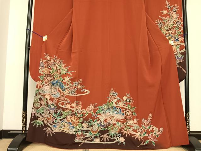 平和屋着物●豪華振袖 紅型 松竹梅 暈し染め 正絹 逸品 AABF0228fy