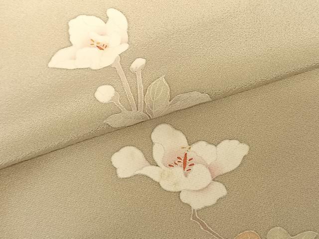 平和屋着物●京加賀友禅 百貫達雄 訪問着 枝花文 暈し染め 正絹 逸品 AABF0236fy