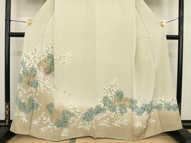 平和屋着物●訪問着 枝花文 暈し染め 正絹 逸品 AABF0246fy