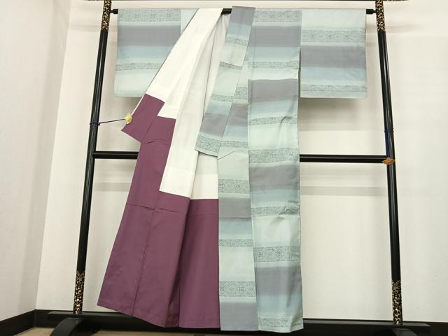 平和屋着物●本場大島紬 横段文 正絹 逸品 AABF0250fy
