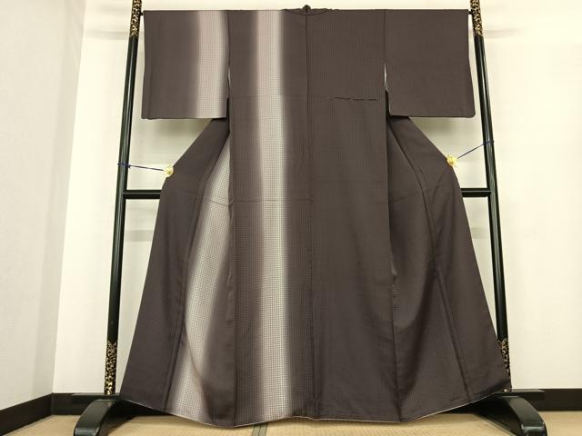 平和屋着物●上質な小紋　横段間道　黒地　正絹　逸品　AABD6300cs 平和屋着物○上質な小紋 間道 黒地 正絹 逸品 AABD4461ph 平和屋着物