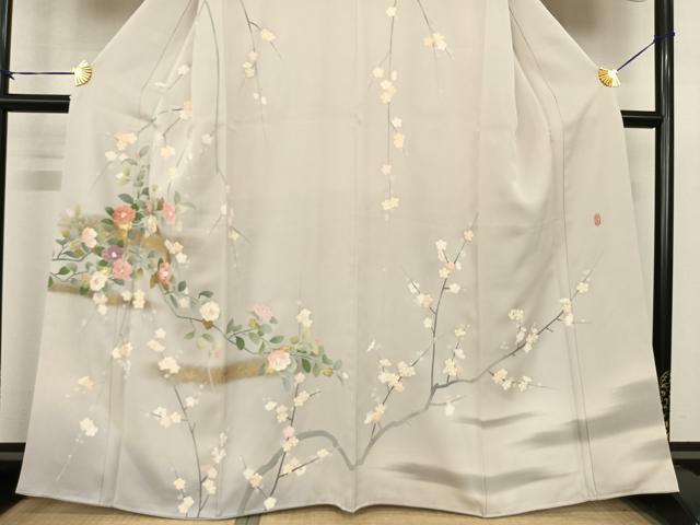 平和屋着物●訪問着 友禅 作家物 中国三大刺繍 相良刺繍 枝花文 暈し染め 金彩 正絹 逸品 AABF0262fy