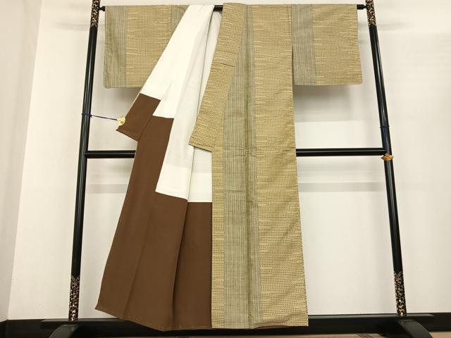 平和屋着物●上質な紬 間道 正絹 逸品 AABF0275fy