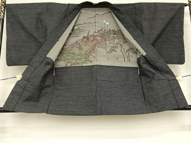 平和屋着物●男性 紬 アンサンブル 霞文 正絹 逸品 AABF0276fy