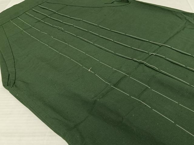 平和屋着物●男性 馬乗り袴 紬地 千歳緑色 正絹 逸品 未使用 AABF0277fy