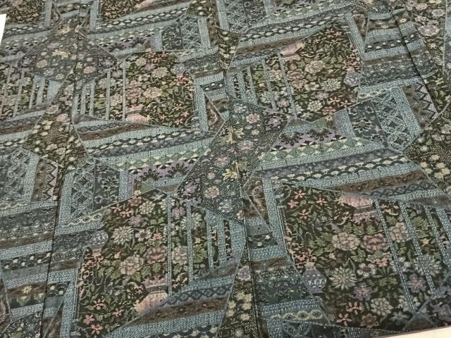 平和屋着物●本真綿結城紬 100亀甲 切嵌花文 正絹 逸品 AABF0285fy