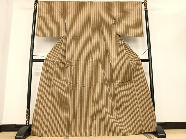 平和屋着物●上質な紬 縞 正絹 逸品 AABF0288fy