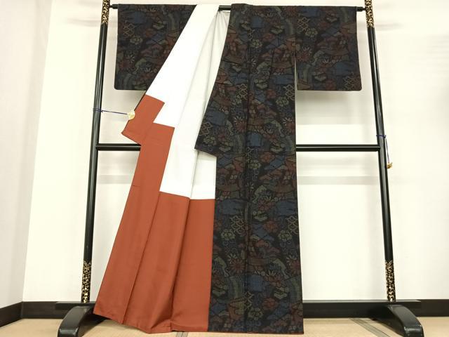 平和屋着物●結城紬 80亀甲 松竹梅 正絹 逸品 AABF0293fy