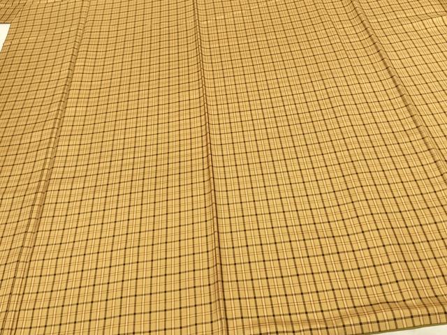 平和屋着物●黄八丈 紬 綾織 格子 正絹 逸品 AABF0297fy
