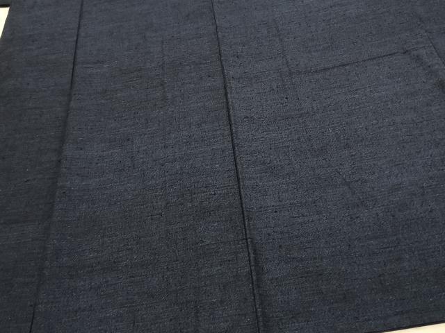 平和屋着物●男性 結城紬 アンサンブル 杢 紺色 正絹 逸品 AABF0320fy