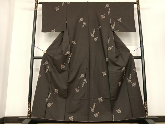 平和屋着物●本場大島紬 カタス7マルキ 総絣 地空き 番傘 正絹 逸品 AABF0323fy