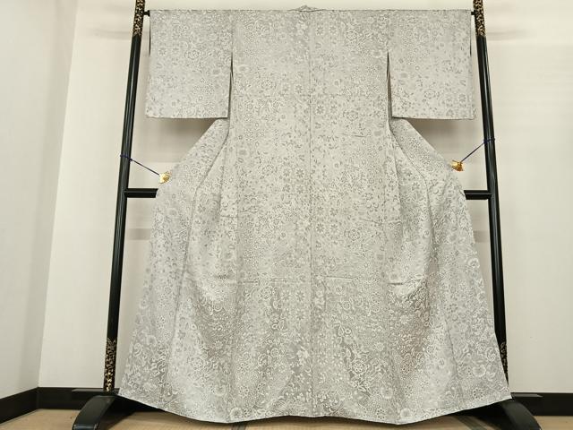 平和屋着物●天目織 お召 切嵌花文 正絹 逸品 AABF0334fy
