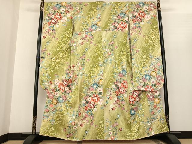 平和屋着物●豪華振袖 枝花文 暈し染め 金彩 正絹 逸品 AABF0340fy
