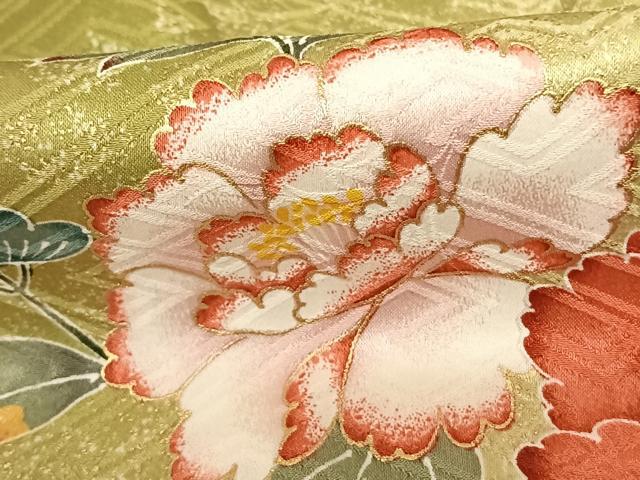 平和屋着物●豪華振袖 枝花文 暈し染め 金彩 正絹 逸品 AABF0340fy