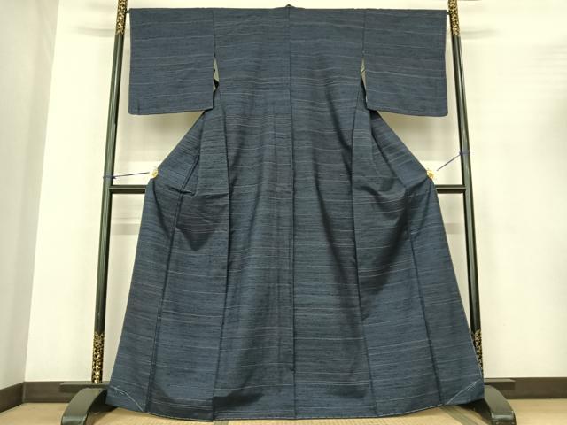 平和屋着物●上質な紬 横縞 正絹 逸品 未使用 AABF0344fy