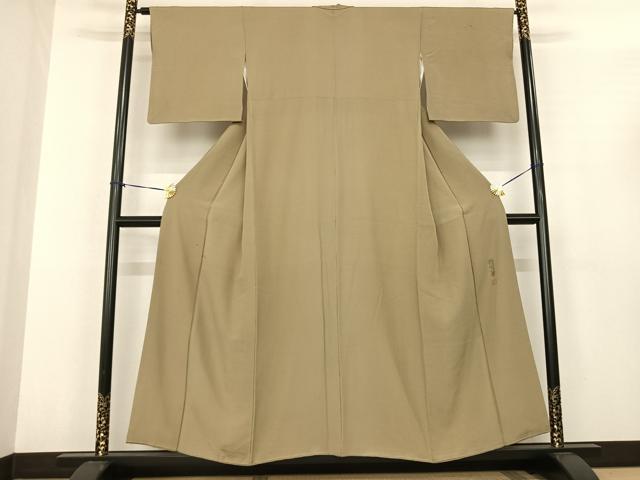 平和屋着物●横井孝章 江戸小紋 万筋 茶色×灰色 正絹 逸品 AABF0346fy