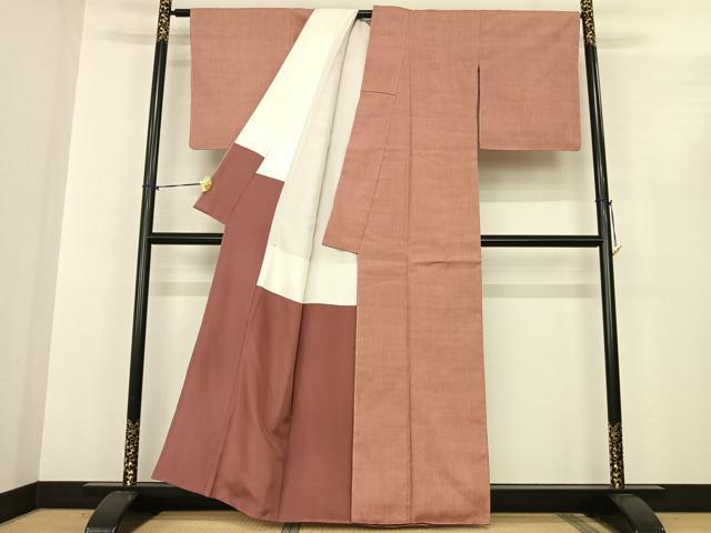 平和屋着物●本場結城紬 重要無形文化財 色無地 ときがら茶色 正絹 逸品 AABF0348fy