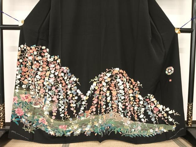 平和屋着物●本加賀友禅作家 北市秀樹 黒留袖 花鳥文 正絹 逸品 未使用 AABF0353fy