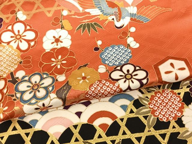 平和屋着物●十日町老舗ブランド 吉澤友禅 吾妻徳穂 振袖 駒刺繍 花鳥文 暈し染め 金彩 正絹 逸品 AABF0357fy