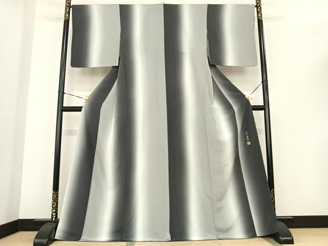 平和屋着物●京の匠日展作家 丹下雄介 小紋 間道 暈し染め 正絹 逸品 AABF0360fy
