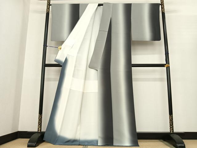 平和屋着物●京の匠日展作家 丹下雄介 小紋 間道 暈し染め 正絹 逸品 AABF0360fy