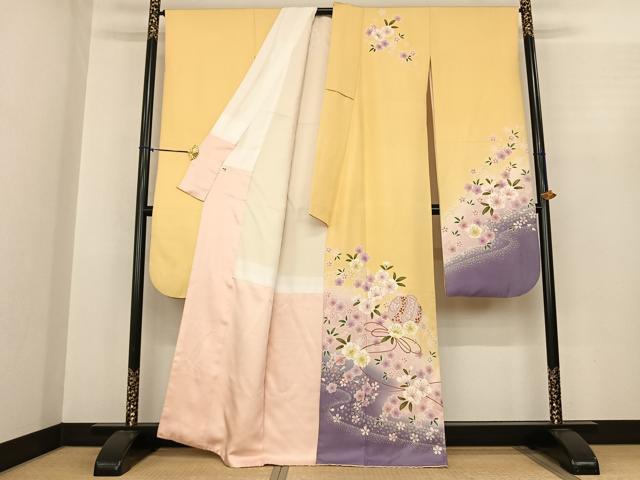 平和屋着物●豪華振袖 小槌 舞花文 暈し染め 金彩 正絹 逸品 AABF0371fy