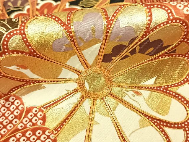 平和屋着物●豪華振袖 駒刺繍 舞花文 暈し染め 金銀彩 正絹 逸品 AABF0372fy