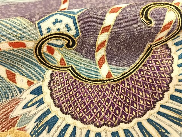 平和屋着物●訪問着 友禅 駒刺繍 宝尽くし 蓑 銀糸 金彩 正絹 逸品 AABF0382fy