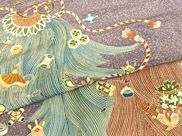 平和屋着物●訪問着 友禅 駒刺繍 宝尽くし 蓑 銀糸 金彩 正絹 逸品 AABF0382fy