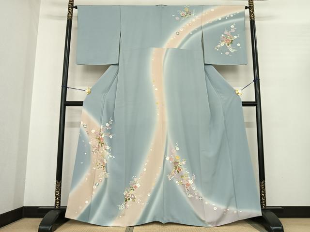 平和屋着物●訪問着 草花文 暈し染め 金彩 正絹 逸品 AABF0401fy