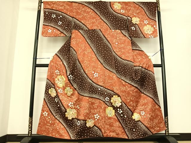 平和屋着物●訪問着 絞り 刺繍 雪輪風景花文 暈し染め 金彩 正絹 逸品 AABF0405fy