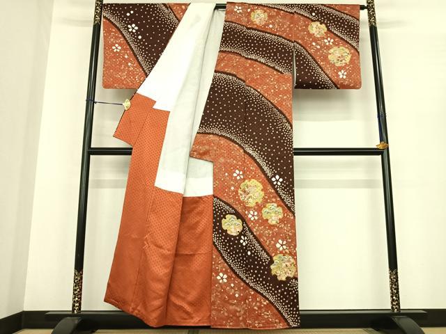 平和屋着物●訪問着 絞り 刺繍 雪輪風景花文 暈し染め 金彩 正絹 逸品 AABF0405fy