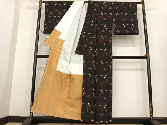 平和屋着物●上質な紬 琉球絣 正絹 逸品 AABF0412fy