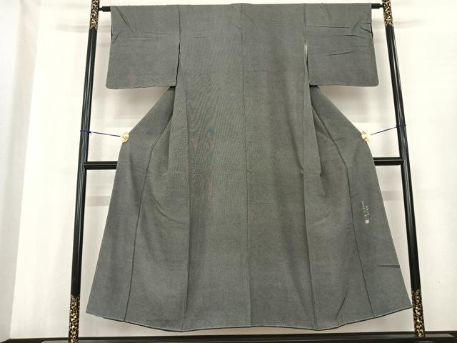 平和屋着物●伝統工芸士 砂川健一 四代目松綱 江戸小紋 角通し 黒地 正絹 逸品 AABF0414fy