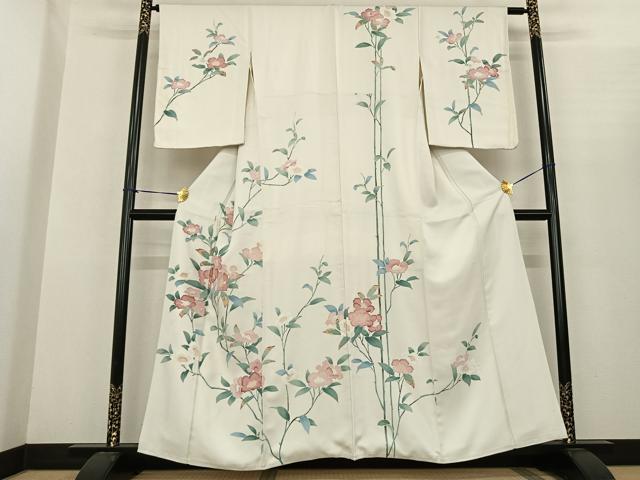 平和屋着物●訪問着 友禅 刺繍 枝花文 金糸 正絹 逸品 AABF0420fy